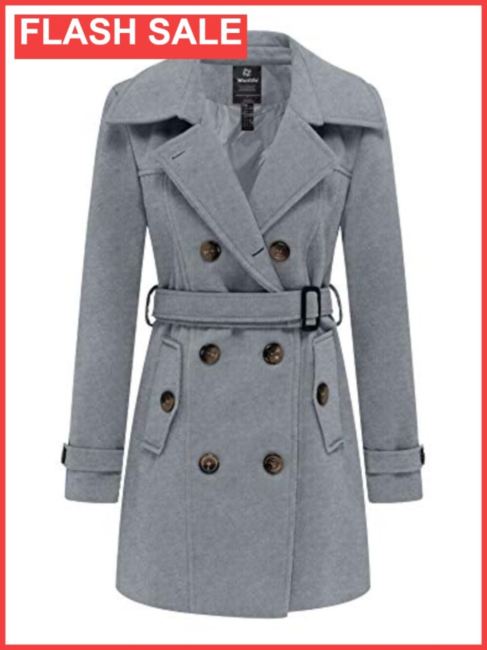 Women's Double Breasted Pea Coat Winter Mid-Long Trench Coat